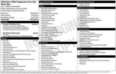 2023 RAM 1500 Tradesman Crew Cab 4x4 5'7" Box