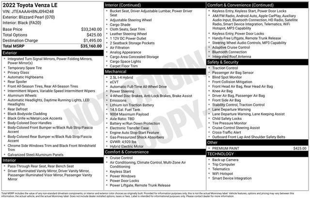 2022 Toyota Venza LE