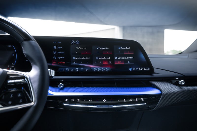 The 2026 OPTIQ-V Display Screen Displaying the V-Mode Settings | Navarre Cadillac in Lake Charles LA